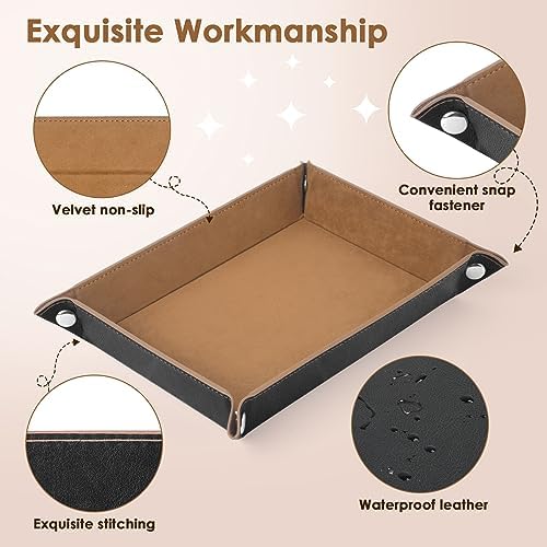 Closet Valet Tray - Elegant Organization for Jewelry, Wallets, Watches, Keys, Coins, Phones, and Glasses. Perfect for Nightstand, Entryway Table, or Desk. - Image 2