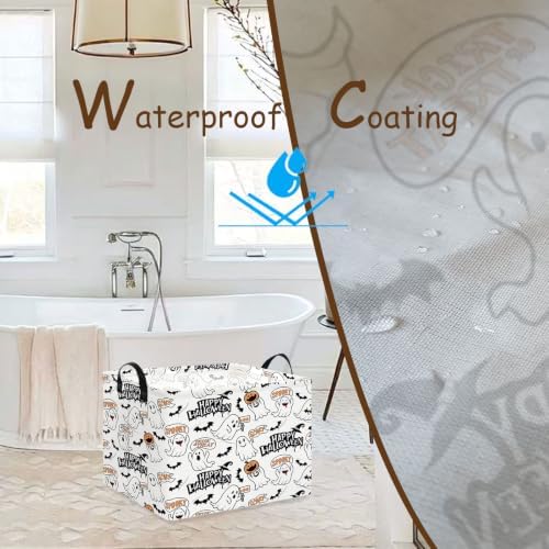 NTAO Gift Storage Basket Empty for Halloween, Storage Bin with Handles, Room Decor, Book Box(Spooky Ghost) - Image 3