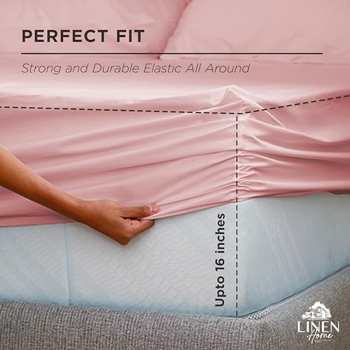 Linen Home Queen Size Fitted Sheet only 100% Cotton Percale, English Rose - Image 3