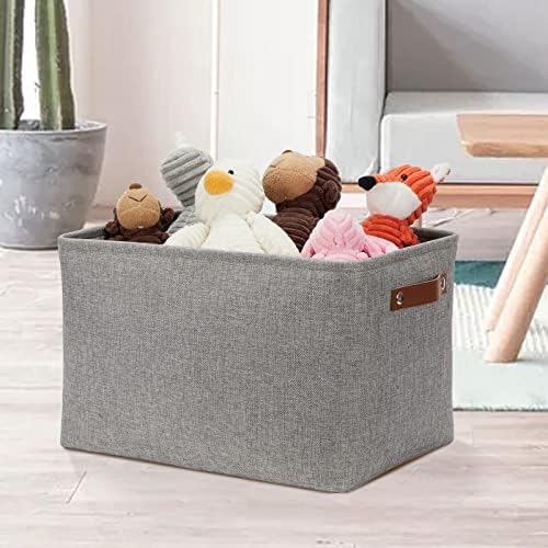 DULLEMELO Storage Baskets Large 16"x12"x12" Tall Rectangular Baskets Fabric Storage Bins for Organizing [1 Pack] Collapsible Linen Shelf Baskets for Clothes, Toys, Closet, Laundry (Grey) - Image 5