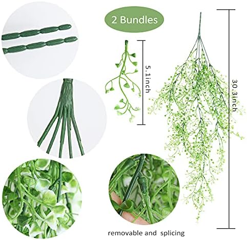 RECUTMS Fake Hanging Plants Artificial Ferns for Outdoor Hanging Faux Plants Vine Ivy Faux Fern Hanging Vines Wall Plants for Home Garden Party Wedding Decor (White 4P) - Image 3