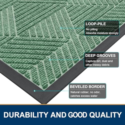 Smiry Front Door Mat Outside Entrance, Low Profile Rubber Doormat, 35x23 - Image 4