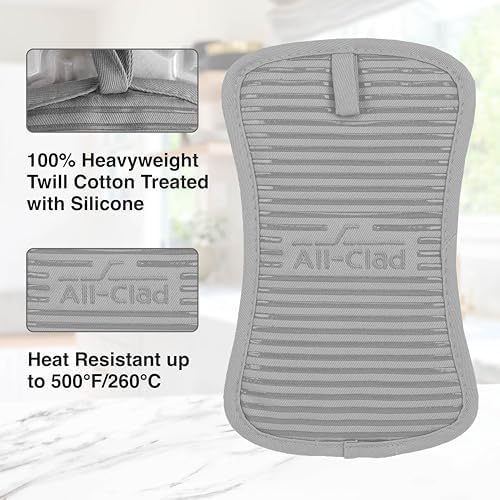 All-Clad Premium Pot Holder & Hot Pad: Heat Resistant to 500 Degrees - 100% Cotton, 10"x6.25" Hot Pad for Kitchen and Barbeque, (1-Pack), Titanium - Image 4