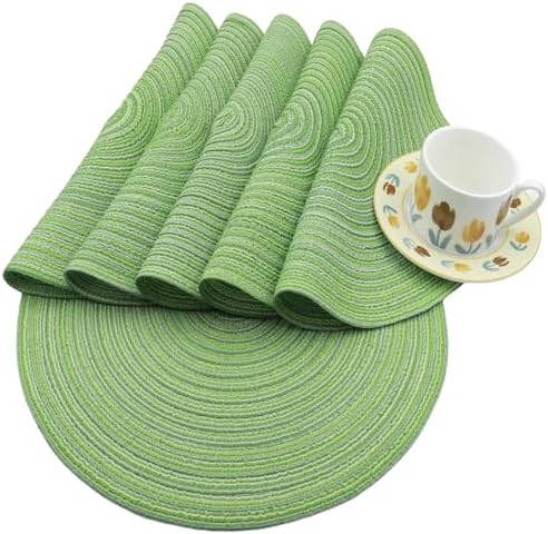 MIAOMIAO Round Placemats Set of 6 Braided Dining Table Kitchen Decor Mets - Image 4