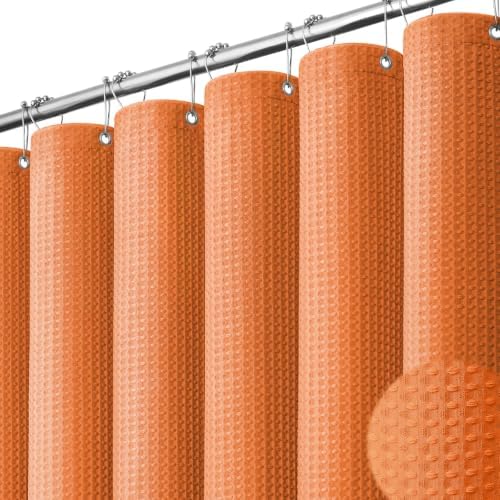 Dynamene Stall Waffle Shower Curtain 256GSM Heavy Fabric 54x78 Burnt Orange by Dynamene