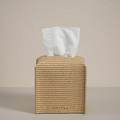 OLETHA Square Tissue Box Cover, Desk Decor, Rattan Embossing, 2 Pack - Image 5