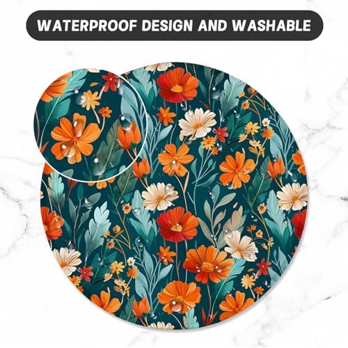 ITNRSIIET Round Mouse Pad with Stitched Edge Premium-Textured Waterproof Non-Slip Rubber Base Desktop Protection Mat Diameter 8.7 inches, Beautiful Flowers - Image 5