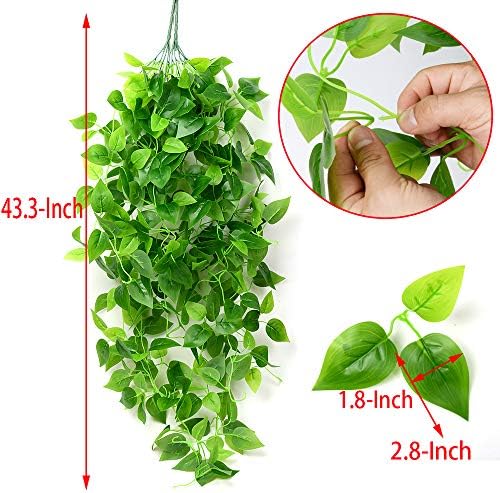 BohoSM Artificial Fake Hanging Vine Plants Ivy Leaves Garland Greeny Chain Wall Home Room Garden Wedding Garland Outside Decoration-2pcs - Image 3