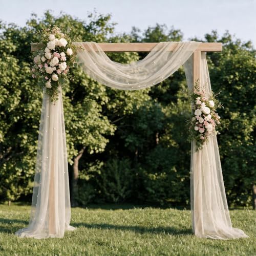 Artoid Mode 3-Pack Pearl Beige Gauze Table Runner 10FT Home Decor - Image 3
