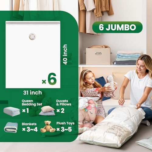 TAILI 6 Pack Vacuum Storage Bags, Jumbo Size (31×40 inch), Cream - Image 2