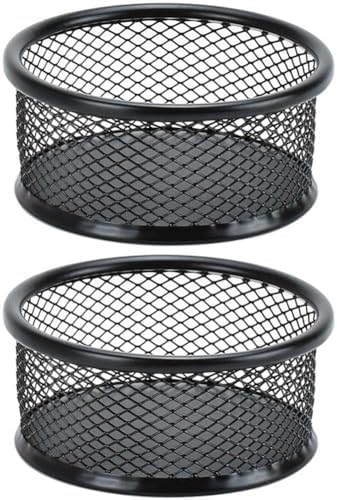 2 Pcs Metal Paper Clip Holder Mesh Paperclip Bowl Binder Clip Dispenser Desk Bobby Pin Hair Clip Container Organizer for Home Office Classroom School, Black by Teensery