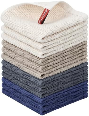 Nialnant 12 Pack Dish Towels,100% Cotton Kitchen Towels,Soft and Absorbent Kitchen Dish Rags, Dish Towels for Washing Dishes-12x12 Inch by Nialnant