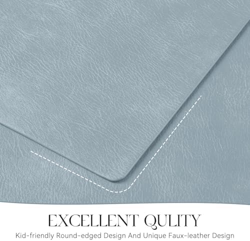 MOSAYT Vinyl Faux Leather Placemats, Set of 4, Light Grayish Blue - Image 5