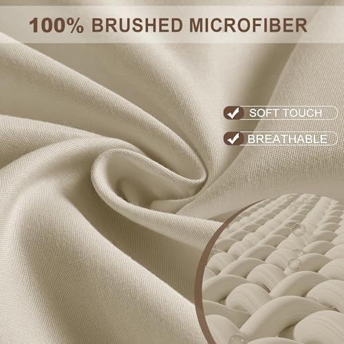 FreshCulture Full Fitted Sheet - Hotel Quality Fitted Sheet - Ultra Soft & Breathable - Brushed Microfiber - Deep Pocket - Cooling Fitted Sheets for Full Size Bed (Sand) - Image 2