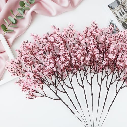 Babys Breath Artificial Flowers, 8 Bundles Cherry Blossom Pink Real Touch Fake Silk Flowers Bulk for Vase Home Office Wedding Spring Indoor Outdoor Centerpiece Table Mother's Day Decorations - Image 6