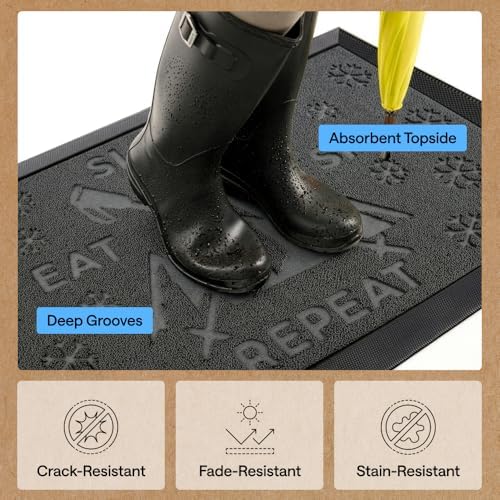 GORILLA GRIP WeatherMAX Door Mat, Indoor Outdoor, 35x23, Charcoal Skiing - Image 5