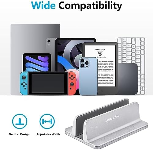 JARLINK Vertical Laptop Stand, Adjustable Aluminum Desktop Holder, Silver - Image 3