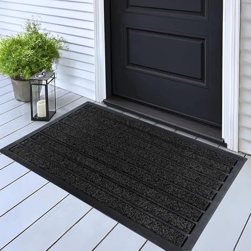ubdyo Extra Durable Door Mat Outside Entrance (32" x 20", Bright Black) by UBDYO
