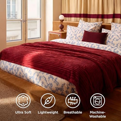 Bedsure Soft Full Size Fleece Blankets for Bed Red 84"x90" - Image 5