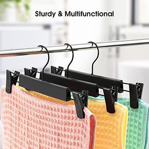 GUANJUNE Clothes Pants Hangers, Space-Saving Skirt Holders with 360 ° Swivel Hooks, Adjustable Clips, Trouser Hangers, Clothes Coat Garment Jeans Hangers (20 Pack, Black) - Image 6