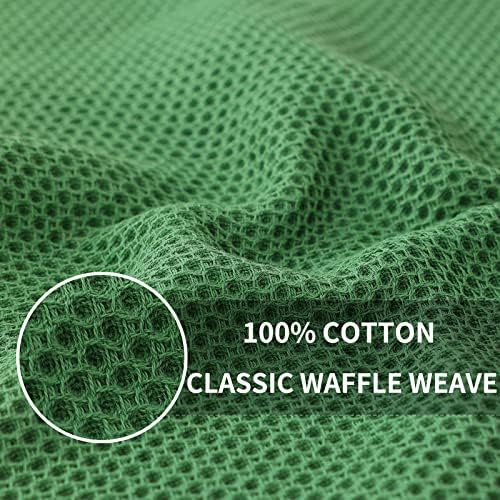 Homaxy 100% Cotton Waffle Weave Kitchen Dish Cloths 8-Pack, Grass Green - Image 2