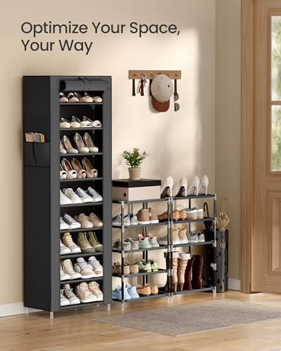 SONGMICS 10-Tier Shoe Rack with Cover, Shoe Storage Cabinet for 20 Pairs - Image 6