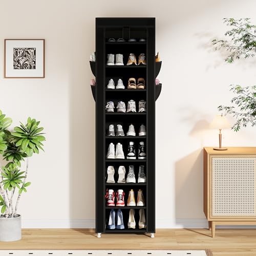 Calmootey 9-Tier Shoe Rack Organizer with Dust Cover for Bedroom, Entryway - Image 5