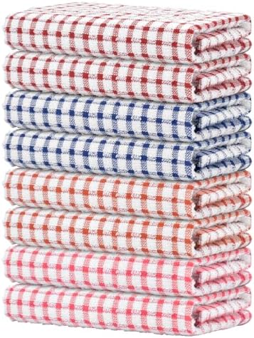 Nialnant 8 Pack Kitchen Towels, Dish Towels for Kitchen, 100% Cotton Dish Cloths for Washing Dishes, Quick Drying Reusable Cleaning Rag - 25 x 16 in by Nialnant