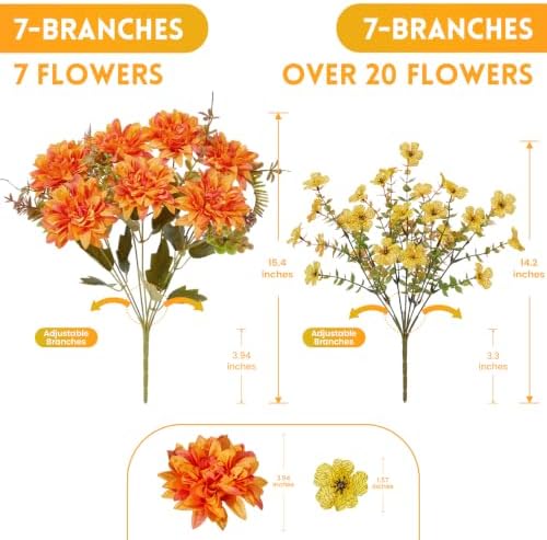 Hrobek Artificial Mums for Outdoors Planter Silk Fake Flower for Fall Decor - Image 3