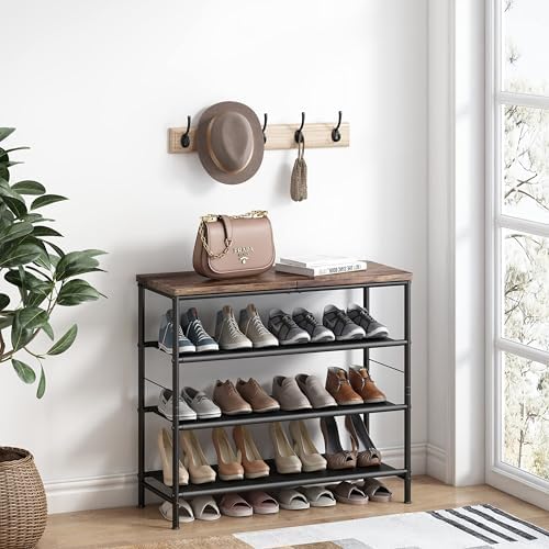INGIORDAR 4 Tier Shoe Rack Storage Organizer Shelf Top with MDF Board - Image 6
