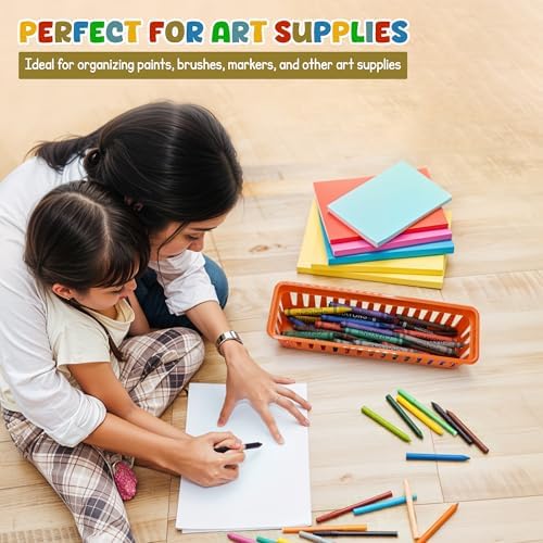 4E's Novelty 12 Pack Pencil Holder for Kids Desk, Boho Plastic Pen Baskets Tray for Organizing Classroom, Caddy Bins for Students Desk Elementary Teacher Classroom Organization and Storage Supplies - Image 5
