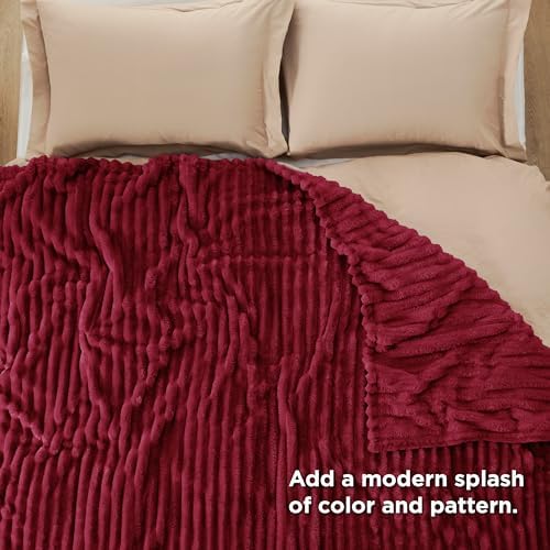 Bedsure Soft Cal Size Blanket for Bed Deep Red 102"x96" - Image 4