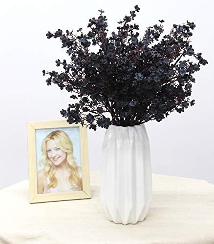 JAKY-Global Babys Breath Fabric Cloth Artificial Flowers 6 Bundle European Fake Silk Plants Decor Wedding Party Decoration Bouquets Real Touch DIY Home Garden (Black-6pcs) - Image 2