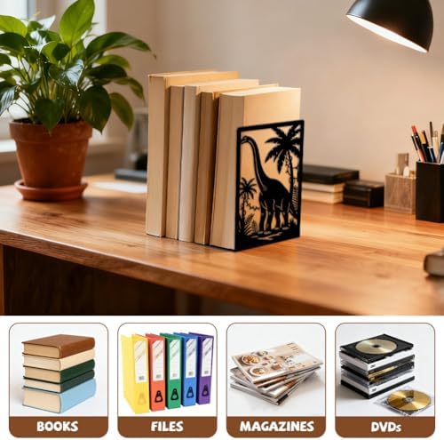 Peacoblue 5.3"x4.3"x7.9" Metal Bookends, Heavy Duty Book Ends for Shelves - Image 5