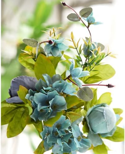FiveSeasonStuff Mixed Blue Artificial Peony Bouquet Set of 2 - Image 5