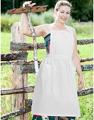 White Maid Half Apron for Women with Pocket, Vintage Ruffled Apron - Image 3