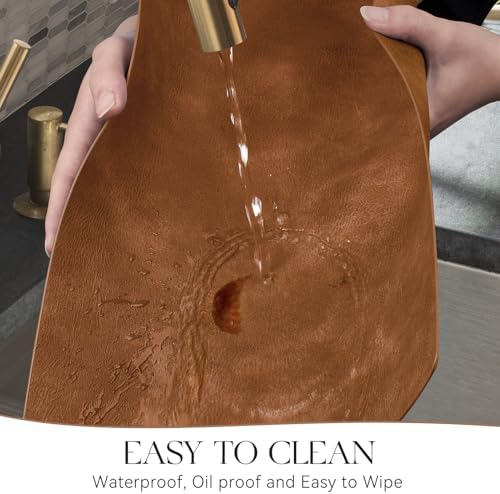 MOSAYT Vinyl Faux Leather Placemats, Set of 8, Reddish Brown - Image 4