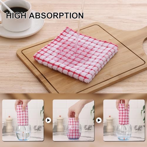 Kitinjoy Cotton 15 Pack Terry Kitchen Dish Cloths, Red - Image 5