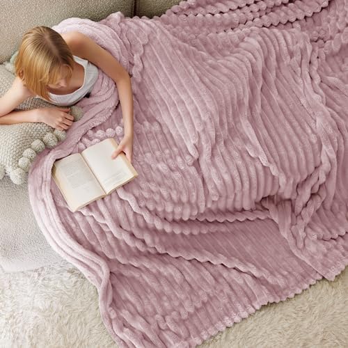 Bedsure Soft Full Size Fleece Blankets for Bed Pink 84"x90" - Image 4