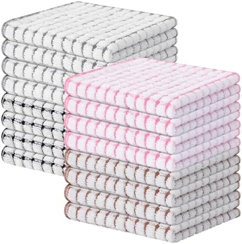 Kitinjoy Cotton 16 Pack Terry Kitchen Dish Cloths, Mix Color by Kitinjoy
