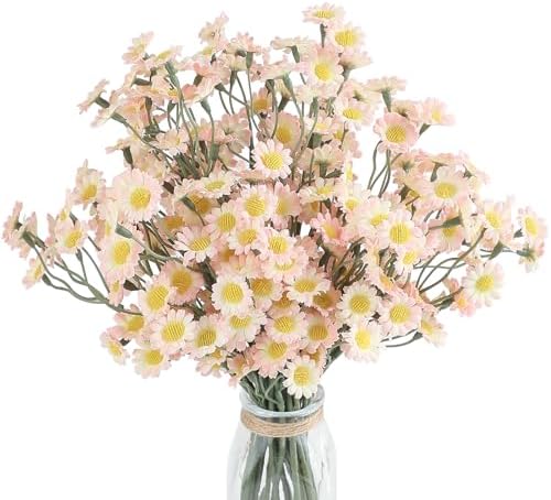 Floroom 24pcs Blush Small Artificial Flowers Faux Silk Daisies Fake Wildflowers with Stems for DIY Pink Wedding Bouquets Floral Arrangements Party Decor Centerpieces Decorations (Vase Not Included) by Floroom
