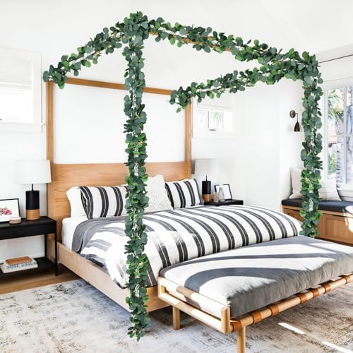 DearHouse 86 Feet 12 Strands Artificial Eucalyptus Leaf Plants Vine Hanging Eucalyptus Garland for Home Kitchen Office Wedding Wall Decor - Image 3
