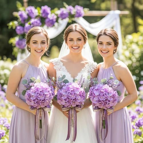 Auihiay 64Pcs Hydrangea Artificial Flowers, Purple Artificial Hydrangeas - Image 5
