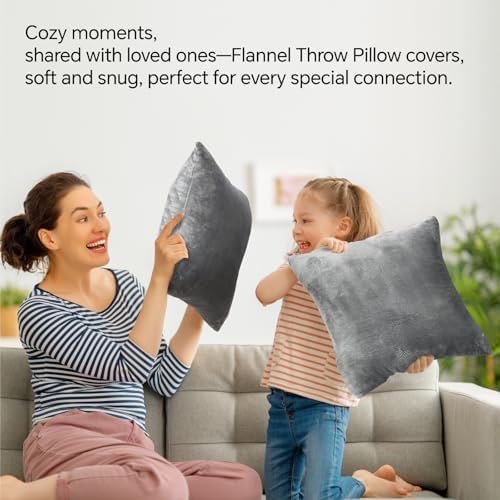 BEDELITE Velvet Pillow Covers with Zipper, Gray, 18x18 Inches, 2 Pack - Image 4