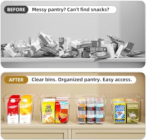 12 Pack Clear Storage Bins, Pantry Organizer Bins with Handle, XL - Image 7