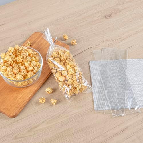 Restaurantware Gusset Bags 100 Pack Of 3.8" x 1.3" x 12" Heat Sealable Clear Plastic Treat Bags Food Safe Packages For Goodies, Cookies, Candies, Popcorns, Party Favors, Snacks And Baked Goods - Image 3