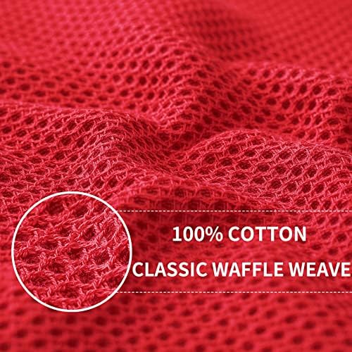 Homaxy 100% Cotton Waffle Weave Kitchen Dish Cloths 8-Pack, Red - Image 2