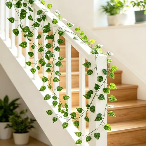 54 Pack 405ft Fake Vines Hanging Greenery Garland, Faux Leaves Plants, Artificial Ivy Vines for Bedroom Wall Decor, Garden & Outdoor Wall Decoration - Image 4