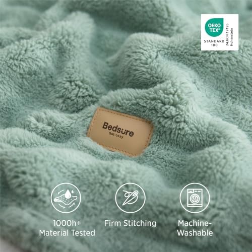 Bedsure Cloud Bubble Fleece Twin Blanket for Bed, Sage Green, 60"×80" - Image 5