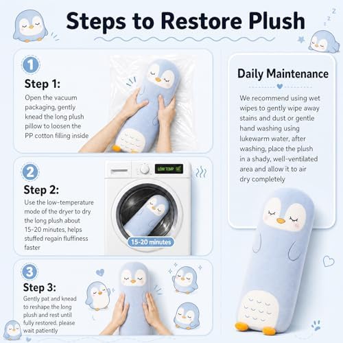 Long Plush Pillow, Penguin 27 Inch, Cute Body Stuffed Animal Pillows - Image 3